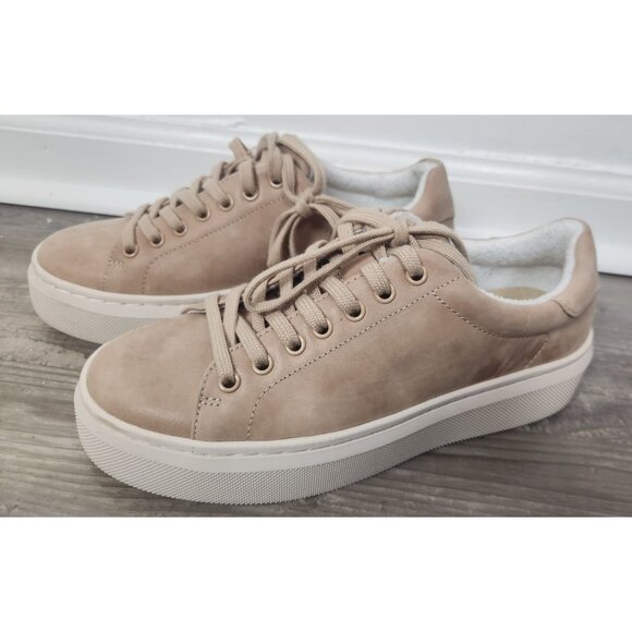 ABEO Women's Sz. 6.5 Jumpstreet Leather Beige Sneakers - Picture 1 of 7